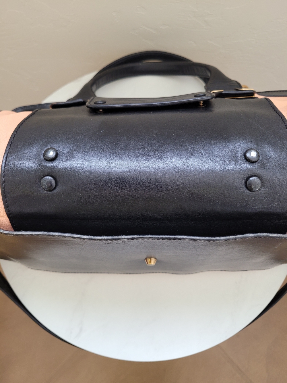 Chloé Black & Sunrise Peach Leather Medium Alice Satchel Bag Crossbody - Picture 8 of 16